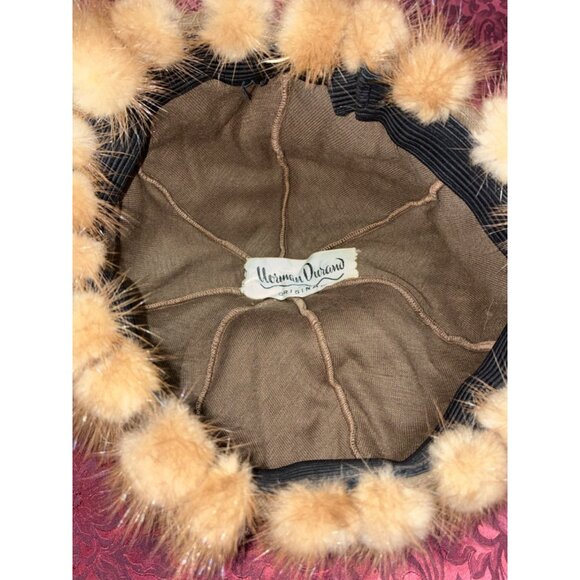 VTG 50s Norman Durand Brown Mink Cap Hat Original Luxe Soft Elastic Band #a